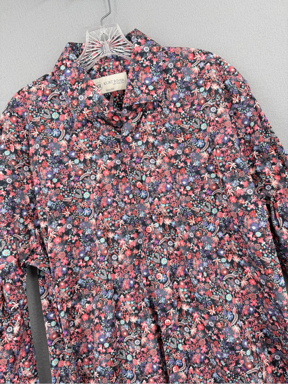 Kurt River Hell's Spread Slim Fit Shirt Mens XXL Floral Long Sleeve Button Front
